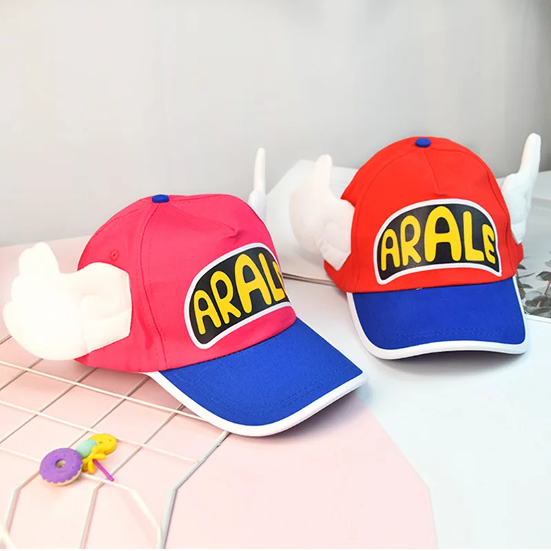Anime Dr. Slump Hat Cosplay Arale Angel Wings Hats Cotton Baseball Caps Adult Sun Hat Duck Tongue