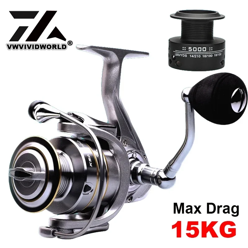 VWVIVIDWORLD Double Spool Supper Smoothly Fishing Reel Metal Arm Carp Spinning Reel Baitcasting Casting Reel