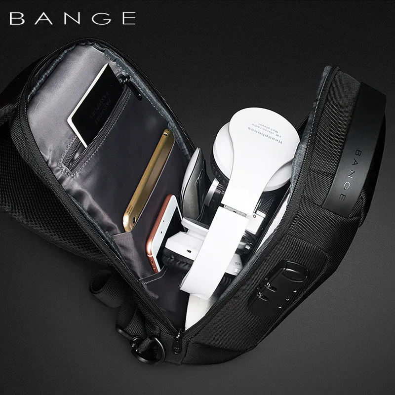 Waterproof Oxford Crossbody Bag with USB for Men