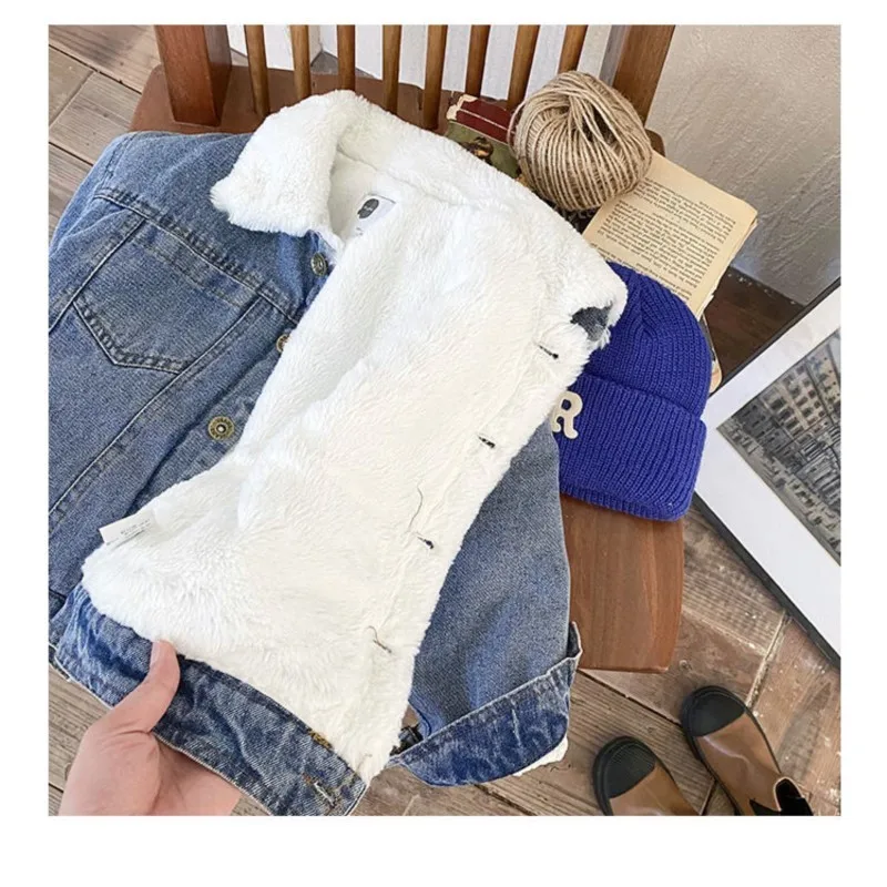 Winter Baby Boys Denim Coats Cotton Padded Warm Jacket Down Parkas Kids Children Casual Comfortable Overcoats Clothes