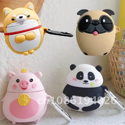 

For iPhone AirPods Pug Corgi Puppy Dog Case 3D Cute Cartoon Fat Crown Money Pig Panda Wireless Earphone Cover for Airpods 2