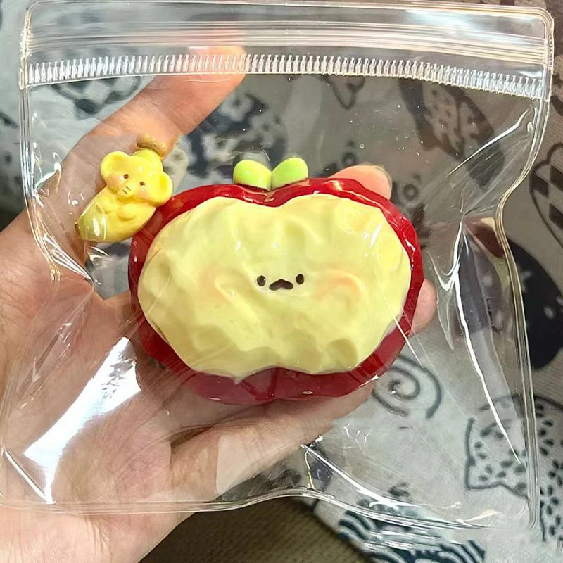 Colorful Egg Tart Squishy Sensory Toy Stress Relief with Apple & Strawberry Cream