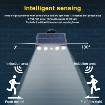 Solar Motion Sensor Lights Outdoor - 4 LED Security Light with 3 Modes, 18650 Battery for Garden/Wall 2