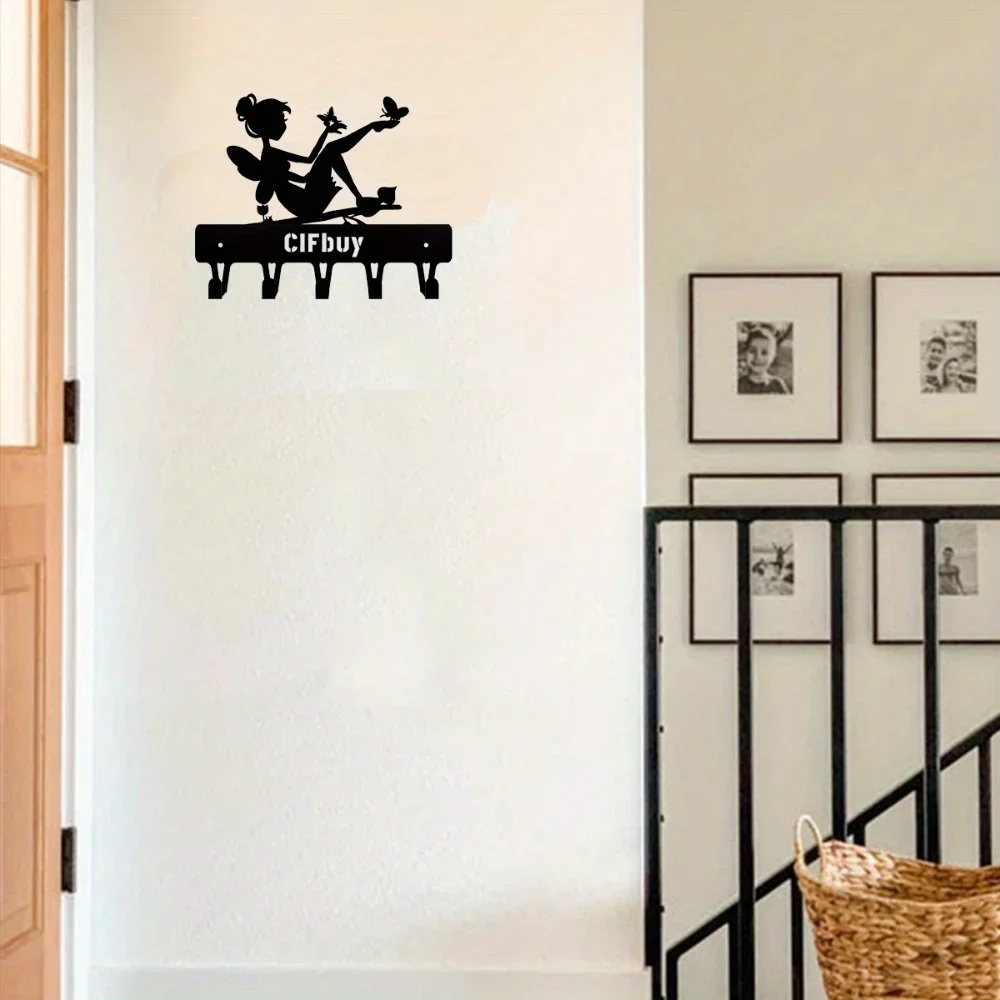 Enhance Your Space with Cute Butterfly Fairy On Branch Steel Silhouette Metal Wall Art-Ideal for Home and Garden Decor