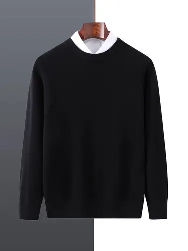 Basic 100% Merino Wool Men's Sweater Autumn Winter Male Knitted Pullover Long Sleeve Clothing Tops Cashmere Blouse O-Neck Fleece - Image 8