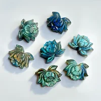 Pierre précieuse de Lotus Labradorite sculptée élégante, artisanat fait à la main, bijoux en cristal de roche, accessoire de bricolage pour la décoration de la maison, idéal pour les types, 1 pièce 3