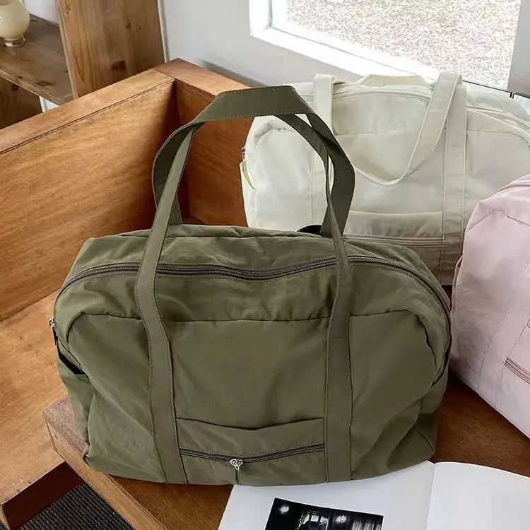 JIAERDI Portable Large Capacity Pink Tote Bag Purse Women Nylon Sports Fitness Chic Casual Handbag Ladies Travel Shoulder Bags