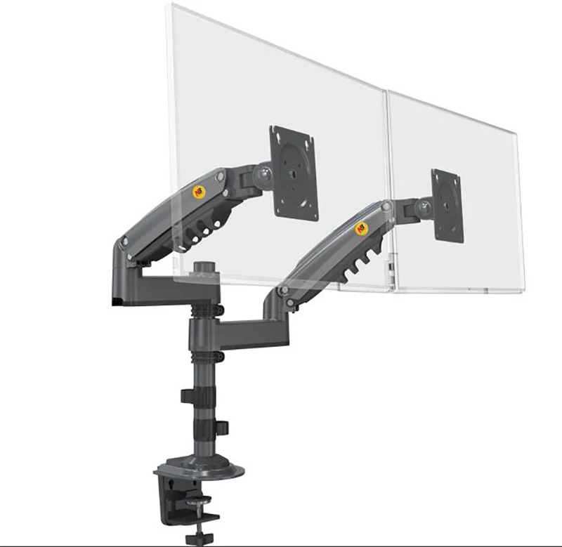 NB H180 Double Monitor Desk Holder Arm Gas Spring Full Motion 17'-27' LCD TV Mount Ergonomic Dual Arm Clamp Bracket 2-9kgs Each — view 3
