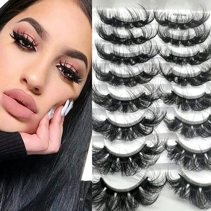 

22-25mm Mink Eyelashes 7/8Pairs Fluffy Lashes 3D Mink False Eyelashes Extension Dramatic Thick Long Eyelashes Fake Lashes Makeup