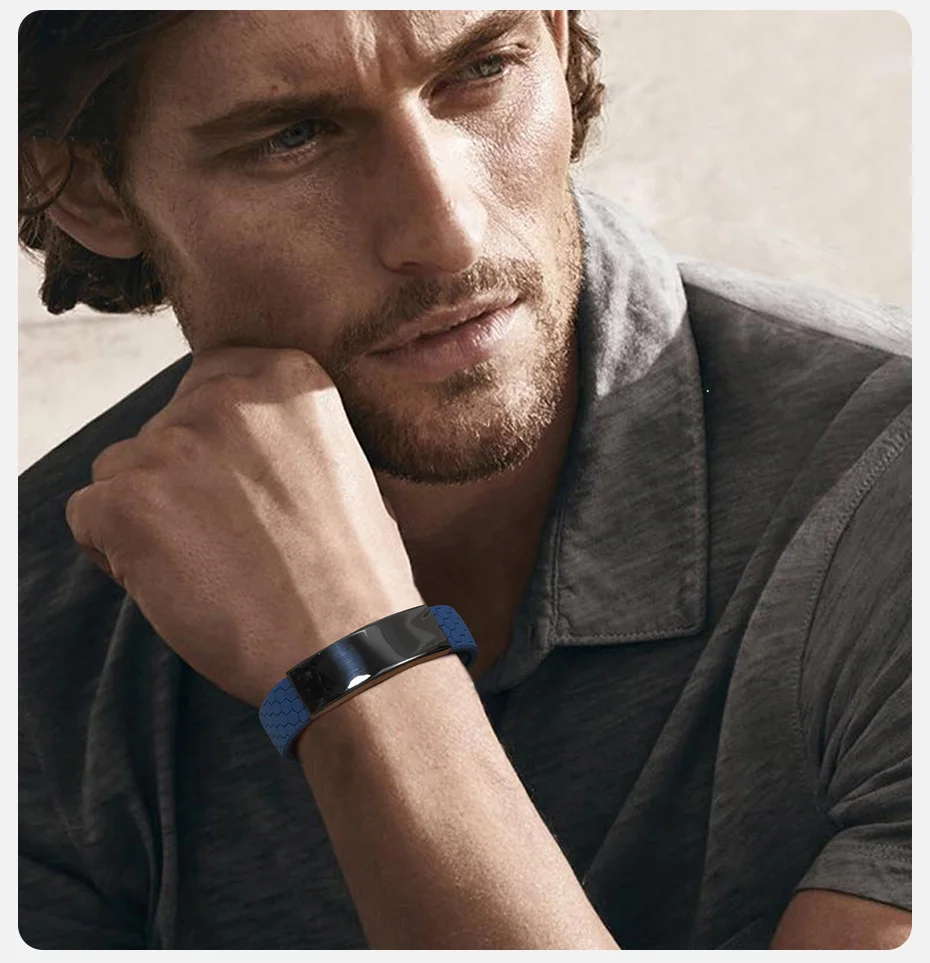 Vnox kostenlos personal isierte 16mm Silikon Armbänder für Männer Junge, anti statisches Gummiband mit Edelstahl Armreif, benutzer definierte Geschenk – Detail 10