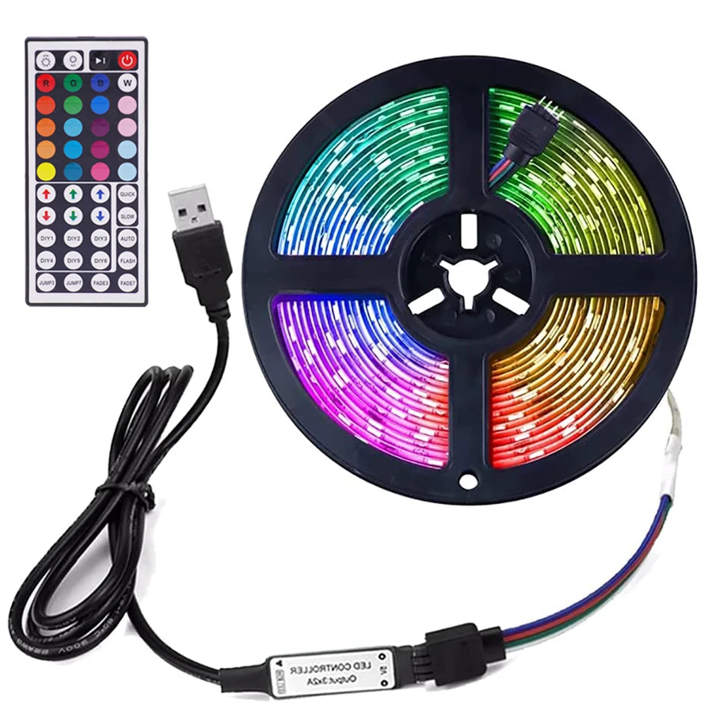 5050 2835 RGB LED Ʈ Ʈ, 5V USB  , 44 Ű ŰƮ,  0.5, 1m, 5m, LED ,    TV Ʈ