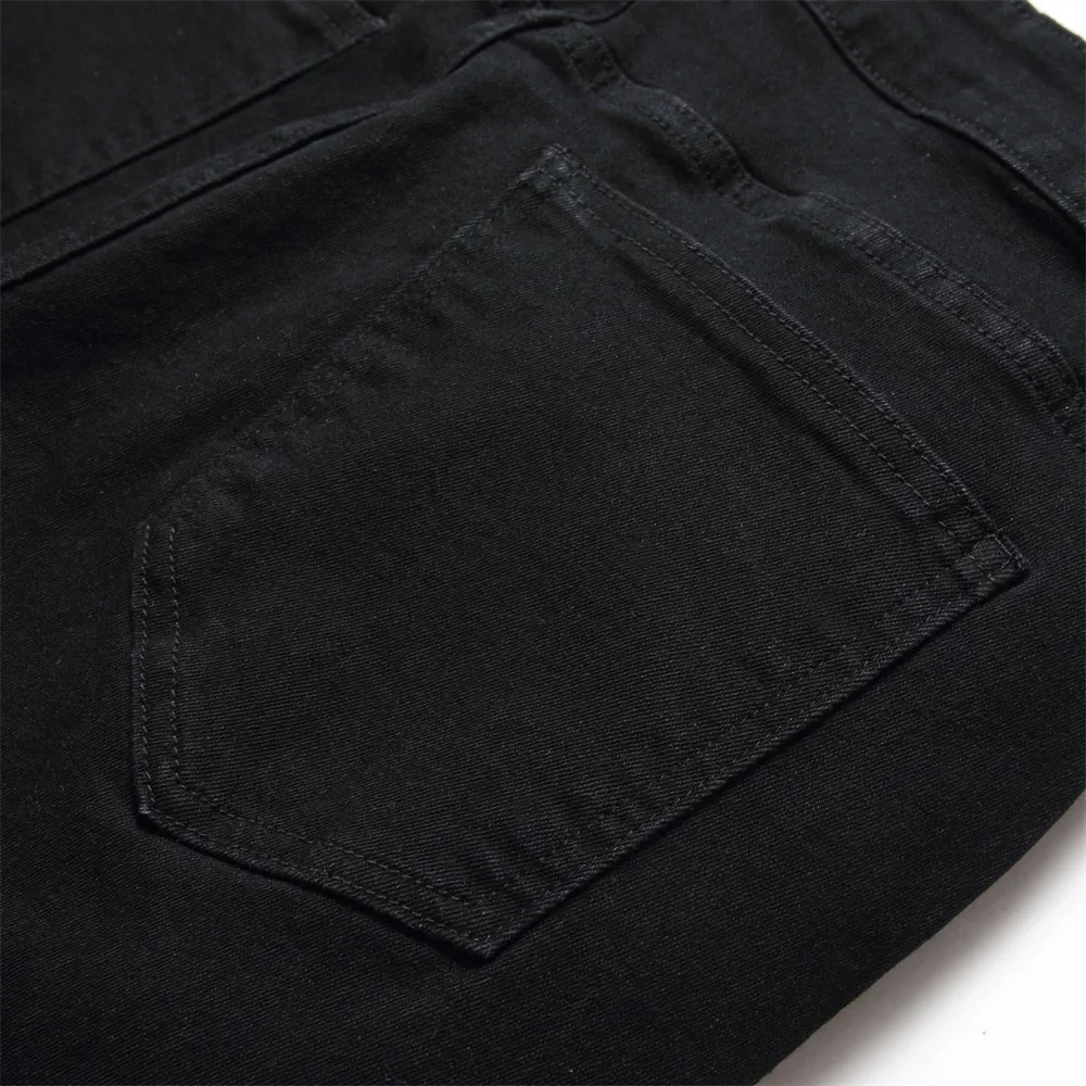 Spring Men Stylish Hip hop Ripped Skinny Jeans Pants Streetwear Male Holes Distressed Solid Slim Casual Denim Trousers