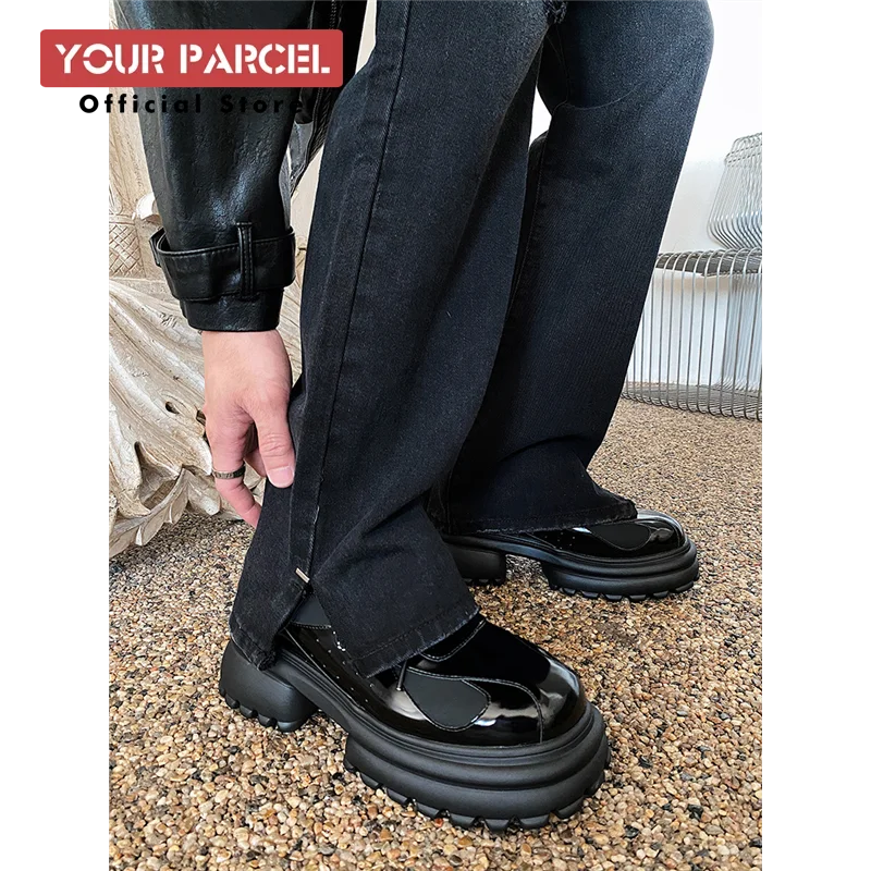 Heighten 6CM High Street Leather Shoes with Matsuke Sole Japanese Design Sense Dad Shoes Machine Can Derby Shoes for Men