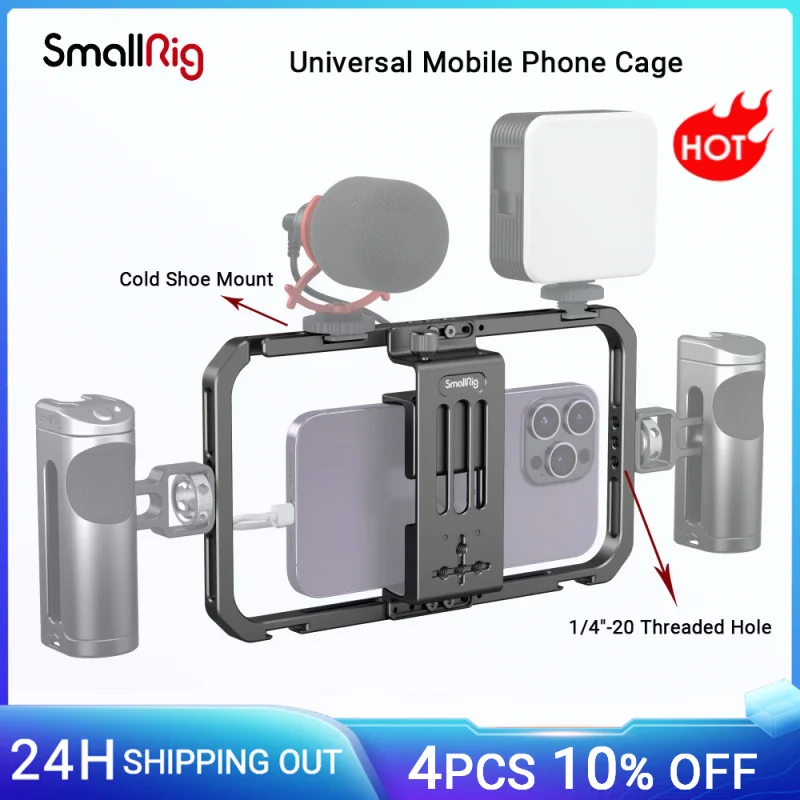 SmallRig универсальная фоторамка для iPhone 14 / 15 Pro, для Samsung смартфона, видеосъемка с холодным башмаком для штатива