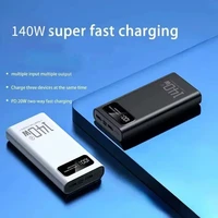 Batterie externe Lenovo 140W à charge super rapide, haute capacité, affichage numérique, 200000mAh, pour iPhone Samsung 6