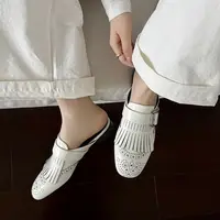 2025 New Genuine Leather Tassels Loafers Woman Round Toe Slip-on Casual Shoes Spring Summer Shoes Outdoors Walk Shoes Woman - Image 2