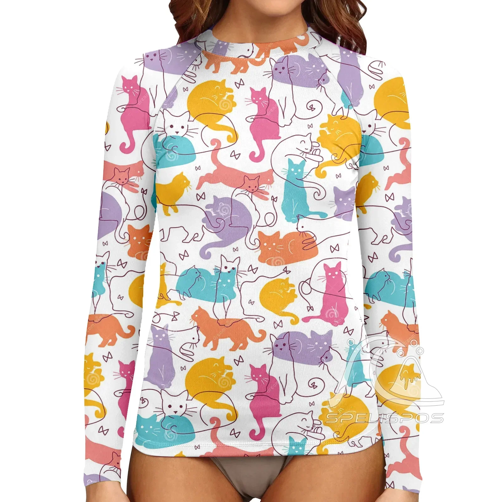 Women's Long Sleeve Surfing Suit UV Protection Water Sports Tight Swimwear Beachwear Print High-Elastic Surf Wear