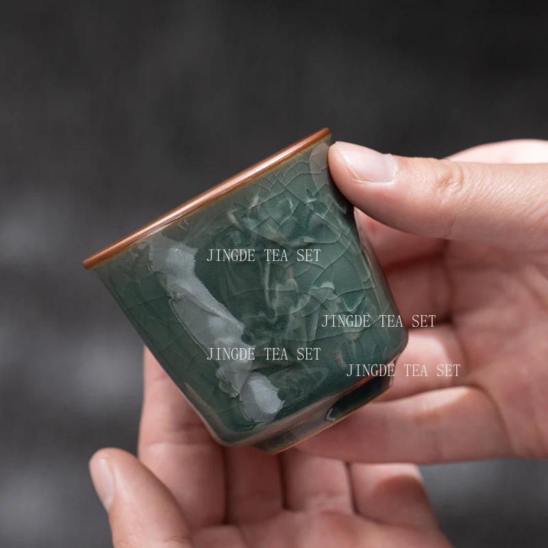 1pcs Ceramic Teacup Household Chinese Style Ge Kiln Tea Cup Drinking Tea and Steeping Pu Erh Tea Cups Drinking Utensils