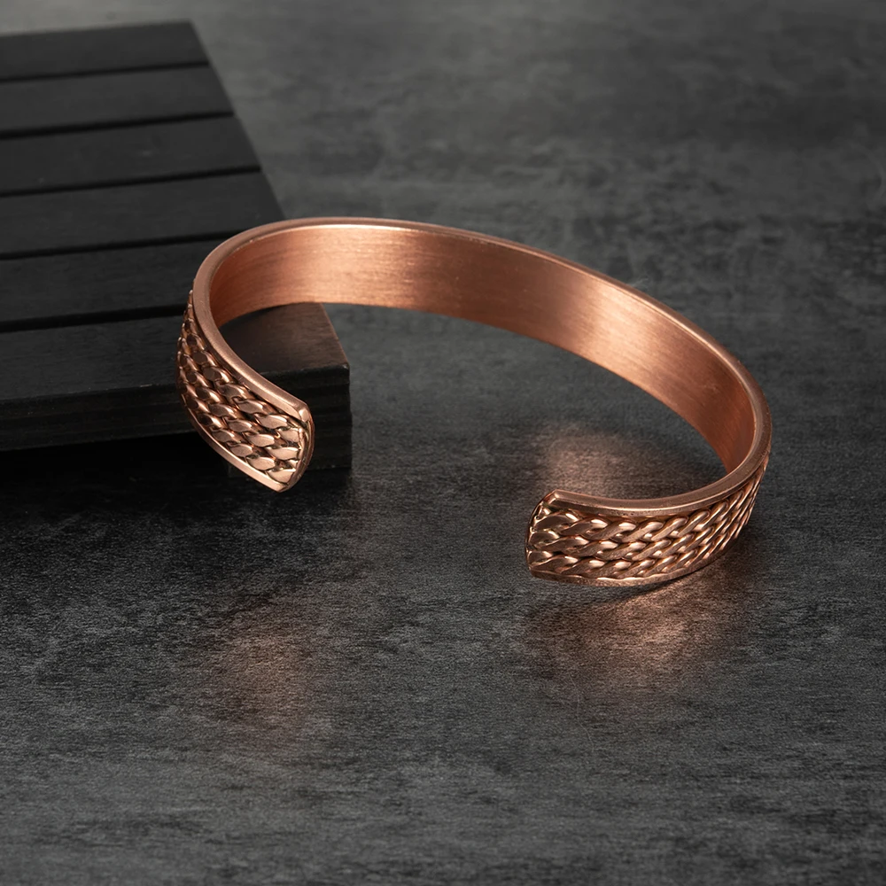 Braccialetti in rame puro intrecciati Meathly Terapia magnetica Braccialetti energetici per la salute regolabili da 12 mm Gioielli magnetici ridimensionabili Uomo Donna_voghion.com