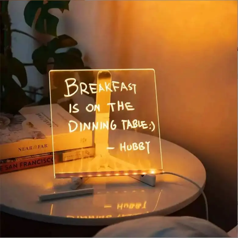

Personalized LED Lamp Acrylic Message Note Board Erasable USB Children‘s Drawing Board Bedroom Night Light Birthday Kids Gift