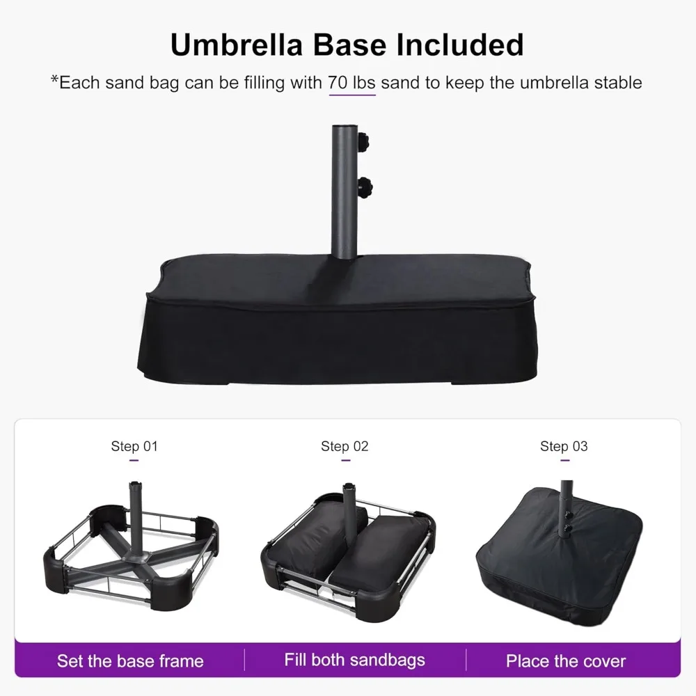 15ft Patio Market Umbrella with Base Included Double-Sided Rectangle Outdoor Umbrella Table Umbrella with Crank 4