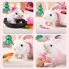 Children electric simulation bunny plush toy girl pet Cute white rabbit doll With Sound Animal DIY Change Clothes Game for kids 3