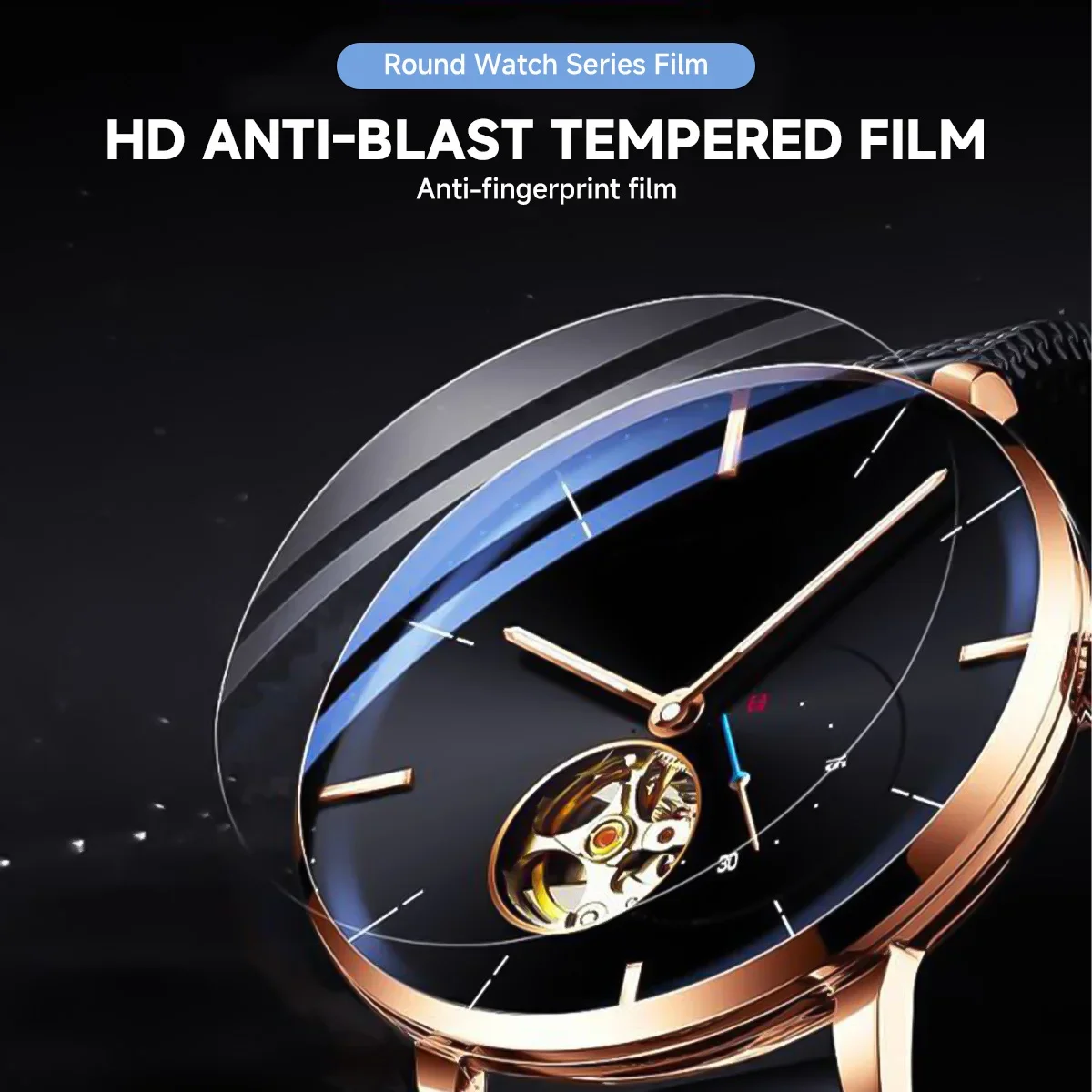 Screen Protector 26-46mm Universal Tempered Glass Smartwatch Screen Protector Protective Film 28mm 30mm 32mm 38mm 40mm 41mm 42mm Diameter 2-5PCS