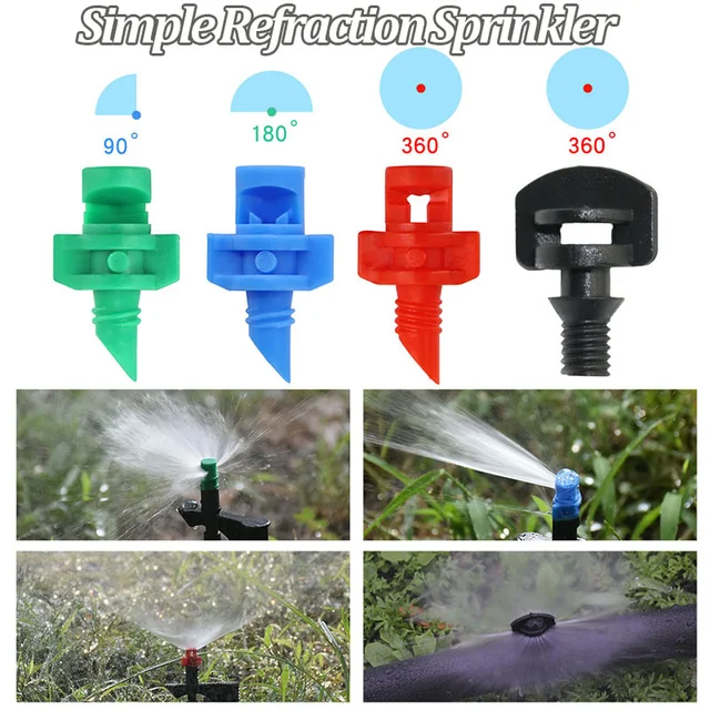 50Db 90 ° 180 360 -Os Szög Egyszerű Refrakciós Sprinkler Szál Kiváló Minőségű Gyümölcsfa Öntöző Spray Fúvóka Kerti Készletek