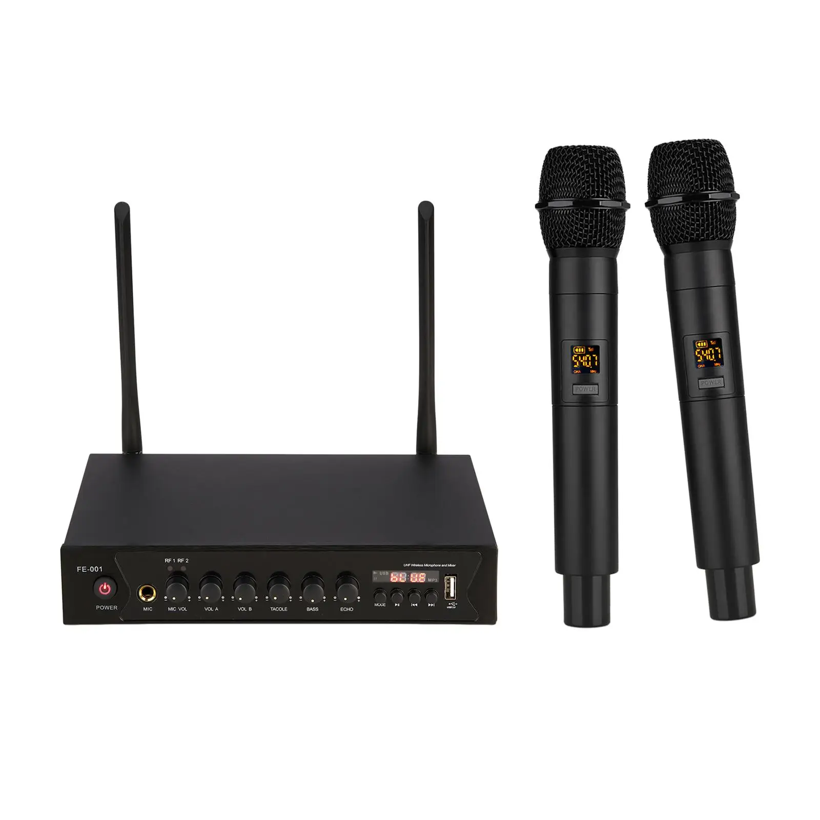 

Wireless Microphone Dynamic Mic Handheld Long Range Metal Cordless Mic Set for Family Party Meeting Church DVD Evd EUR
