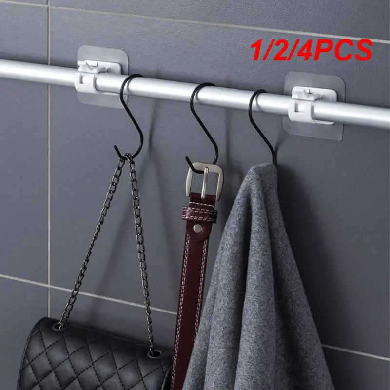 

1/2/4PCS Powerful Curtain Rod Bracket Punch-free Curtain Rod Clip Nail-Free Adjustable Shower Curtain Rod Hanging Holder Hook