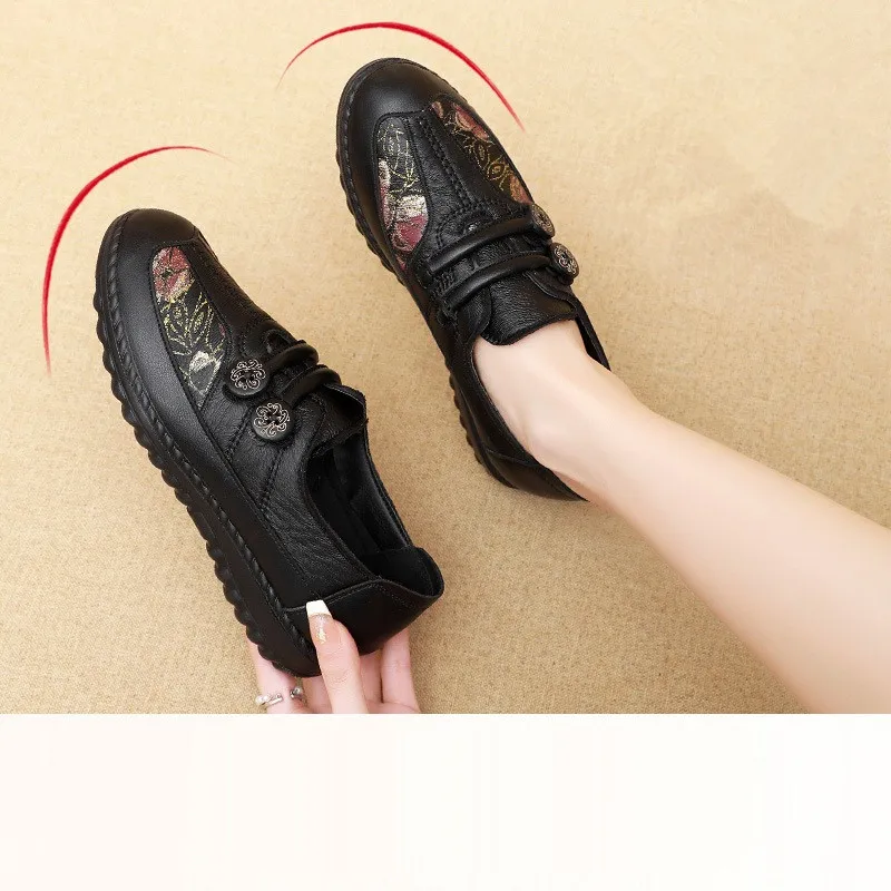 Women Shoes Genuine Leather Loafers Sneakers Slip On Flat Shoes Female Casual Walking Footwear Shoes Mother Flats Shoes