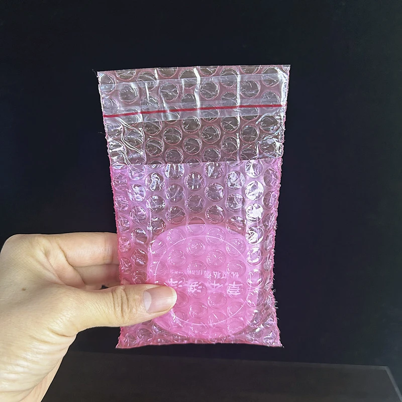 100pcs Pink Anti-static Bubble Bag Double Layer Self-adhesive Sealing Bubble Film Thickened Shockproof Foam Transport Packaging