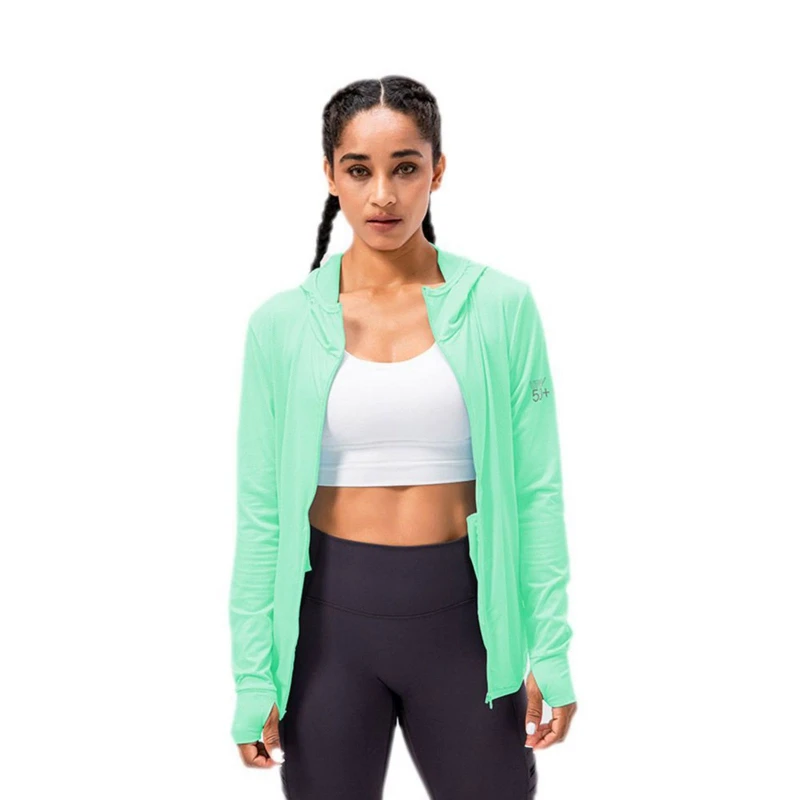 

Women UPF 50+ Sun Protection Hoodie Jacket Lightweight Long Sleeve Sun Shirt For Women With Pocket Hiking Quick Dry Windbreaker