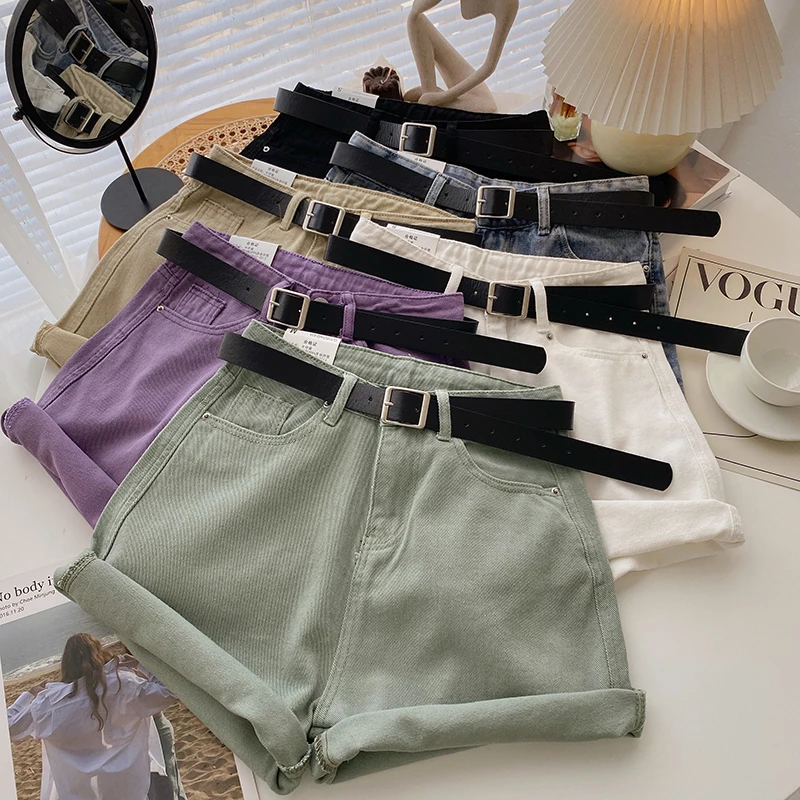 keiki kona shorts Ashgaily 2022 New High Waist female Fashion Casual Summer Cool Women Denim Shorts Wide Leg Hollow Out Plus Size Jean Shorts leather shorts