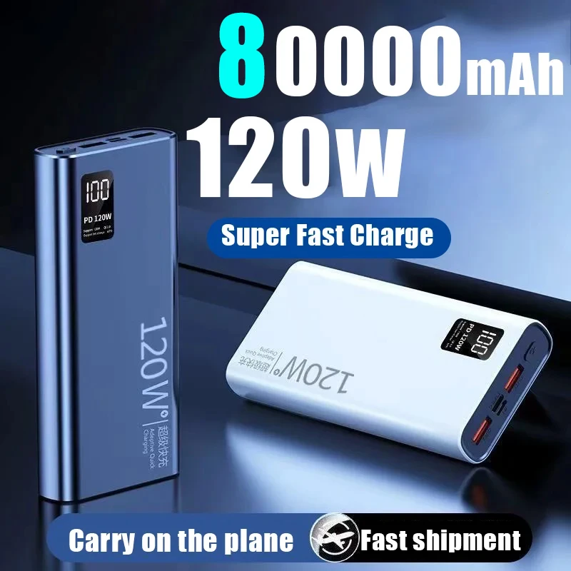 Xiaomi 80000mAh High Capacity Power Bank 120W Fast Charging Powerbank Portable Battery Charger For iPhone Samsung Huawei 2