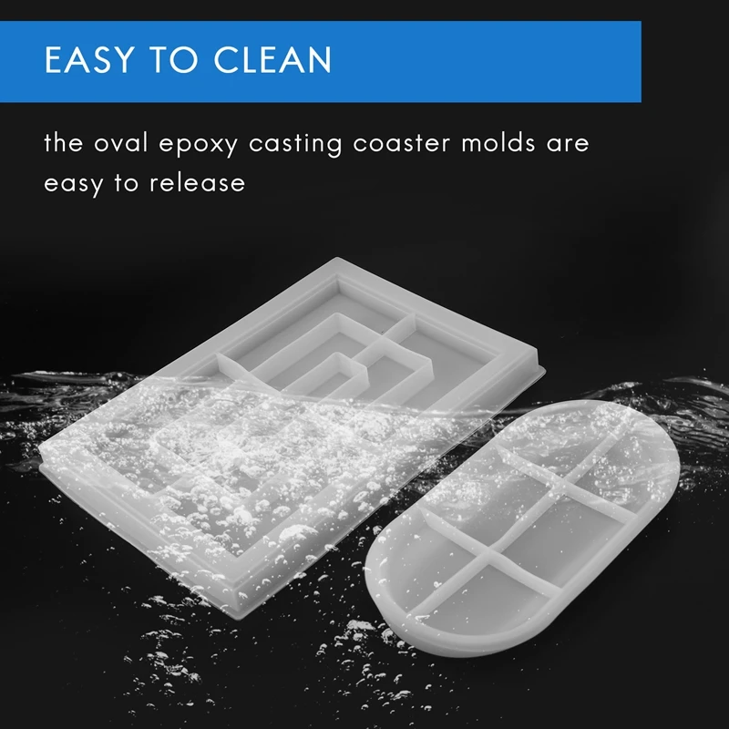 2 Pieces Silicone Tray Resin Mold Large Rectangle Rolling Tray Mold Oval  Epoxy Casting Coaster Mold Resin Serving Board Mold Jewelry Holder Mold  Fruit