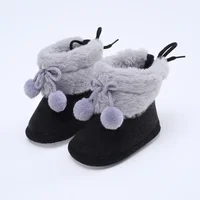 Winter Baby Boots Pompom Plus Velvet Snow Booties Baby Shoes Warm baby Girl Shoes Soft Sole Indoor Walking Shoe 3