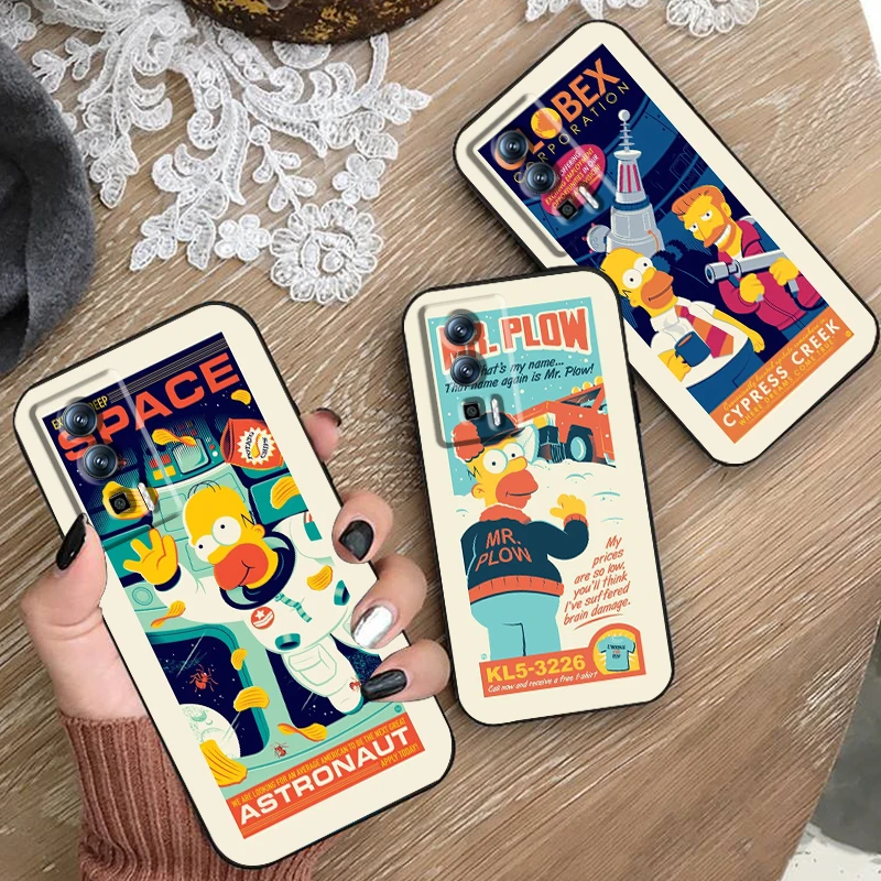 Cartoon Cute Simpson Per Xiaomi Redmi 9A 9C 9At 10C 9 9T 10 12C 13C 8 12 K60 A1 K50 K40 5G Black Funda Phone Case