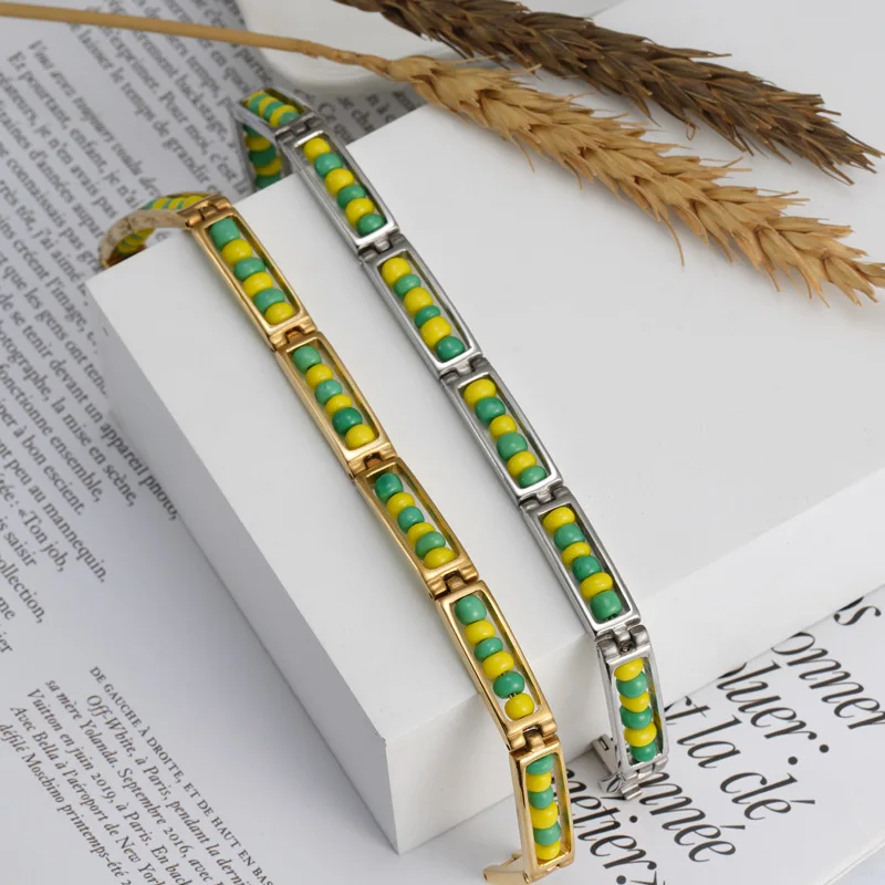 G&D New Arrival Stainless Steel Ourla Oshun Santeria Bracelet Mix Beads Babalawo Bangle For Women/Men Protection Jewerly Gift 6