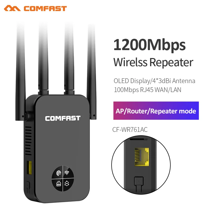 Sinal de Antena de Alta Potência para Casa Extensor sem Fio Repetidor Wifi Amplificador de Alcance Roteador ap 1200mbps 2.4g e 5g 3dbi Cf-wr761ac