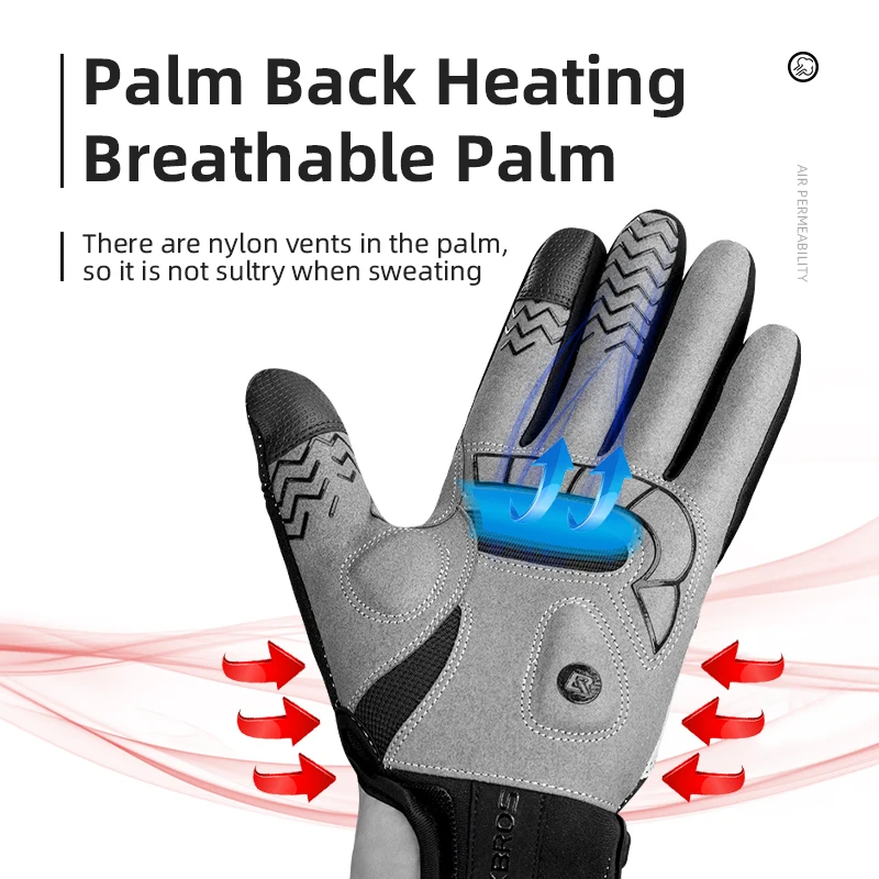 ROCKBROS Winter Cycling Gloves Windproof Breathable Warm Heating Gloves Touch Screen USB Heated Gloves Men Women Bicycle Gloves 4