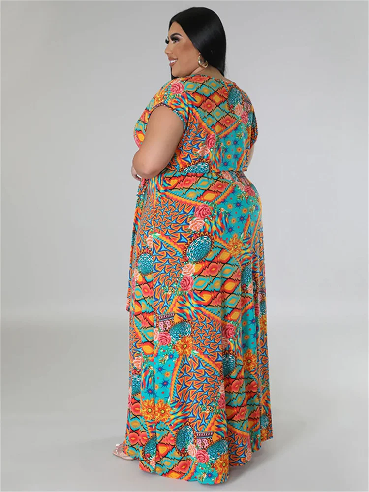 Wmstatr Plus Size Dresses for Women V Neck Loose Sleeveless Maxi Full Length Dress New In Summer Clothes Wholesale Dropshipping