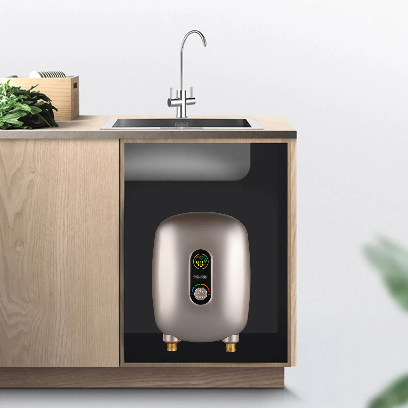 

220V 6500W Mini Electric Tankless Instant Hot Water Heater with LCD Display Kitchen Washing