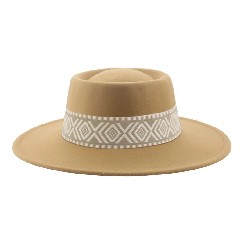 Fedora Hats for Women Band Classic Formal Church Wedding Hats for Men Panama Solid Black White Felt Women Hat Sombreros De Mujer cream fedora