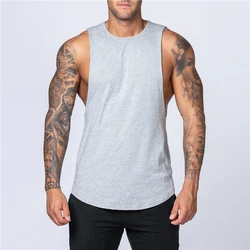 Men's Summer Fitness Cotton Tank Top - Breathable Sleeveless Gym Shirt - XXL (GRAY)