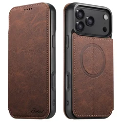 Leather Case with Magnetic Attachment & Wireless Charging, Full Coverage TPU with Card Slot - iPhone 15 Plus (KDS J06 LiZhiWen)