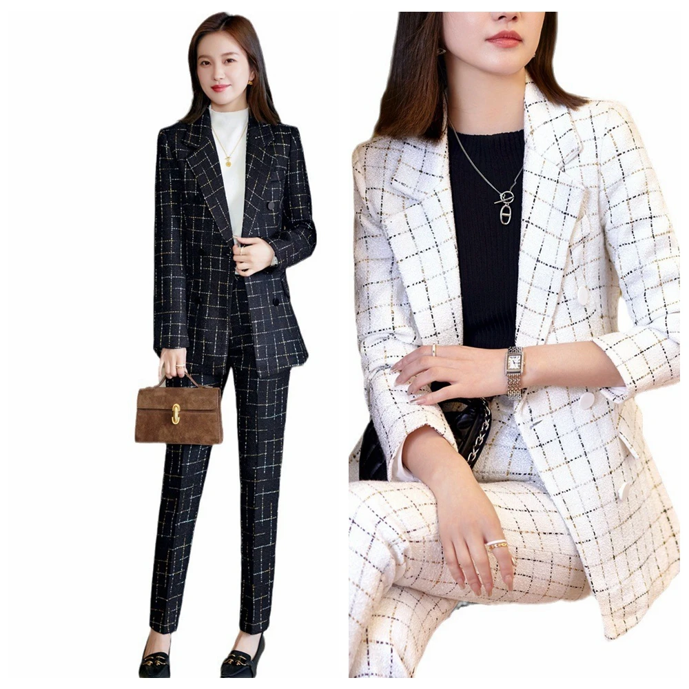 

Quality Autumn Winter Formal Ladies Fashion Blazer Women Business Suits with Sets Work Wear Office Casual Pants Jacket Suit