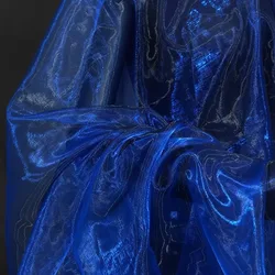 Vibrant Two - Tone Sheer Organza Fabric - Lightweight & Colorful - L (Dark Blue)