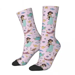 Funny Aladdin Princess Sports Socks New Cartoon Polyester Long Socks for Women Men