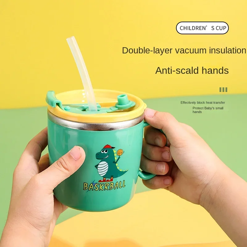 304 Stainless Steel Large Capacity Straw Cup Gift Double-layer Vacuum  Insulated Cup Printable Children's Water Bottle Straw Cup - AliExpress
